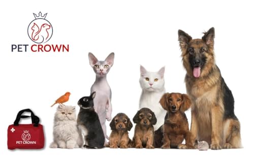 PETCROWN Kit Portatil de Primeros Auxilios para Mascotas para Perros y Gatos. Ideal para el hogar, Coche, Viaje, Camping y Senderismo. Tu Perro y tu Gato Son Parte de la Familia y Hay Que cuidarlos